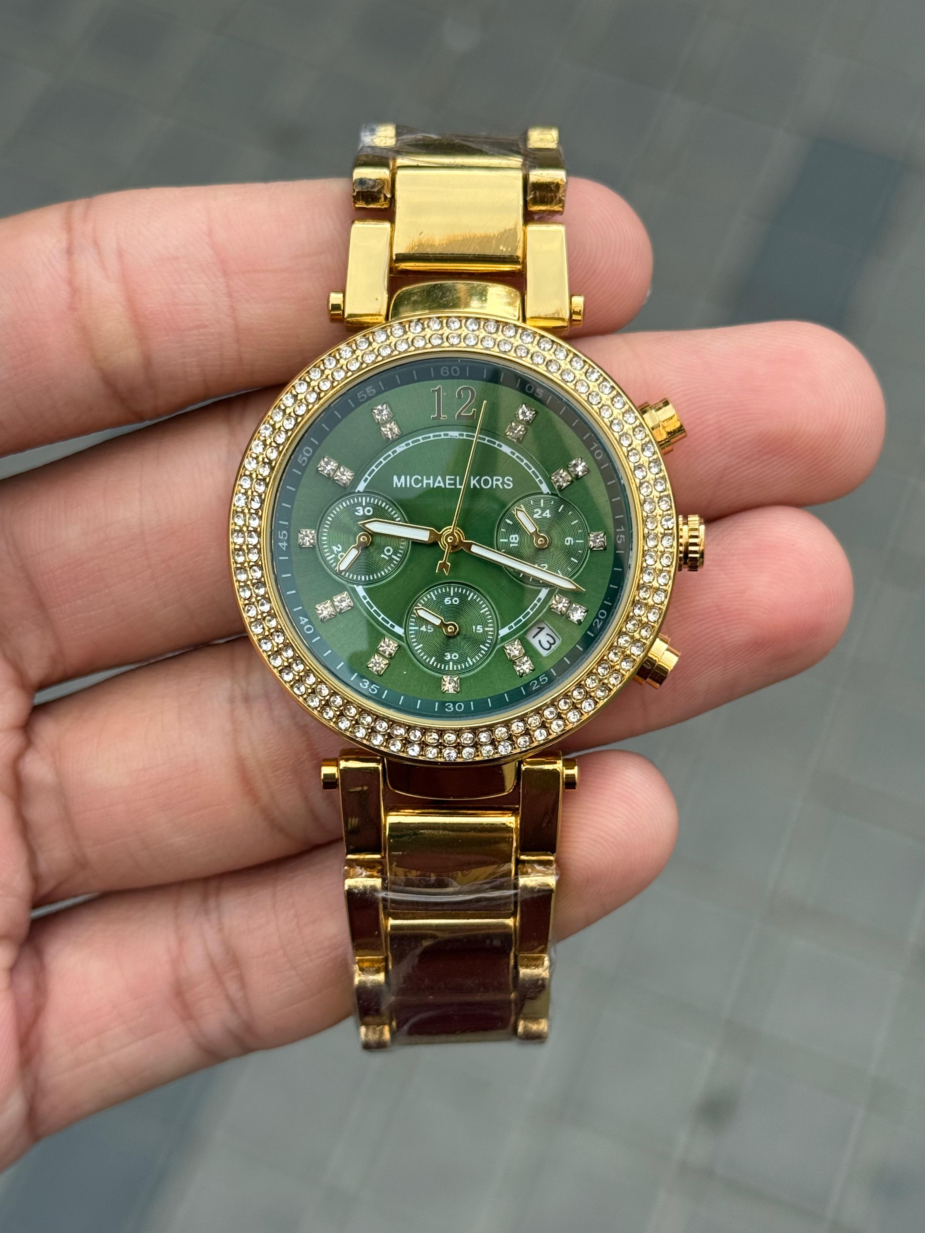 Kors parker gold green